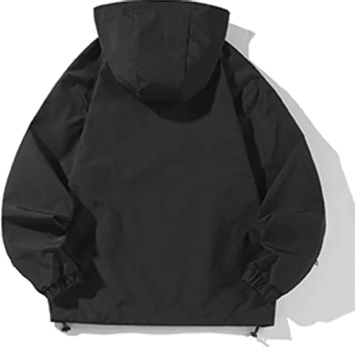 Men's Lightweight Windbreaker Jacket With Hood Loose Fit Long Sleeve Full Zip Hoodies for Running Cycling Hiking