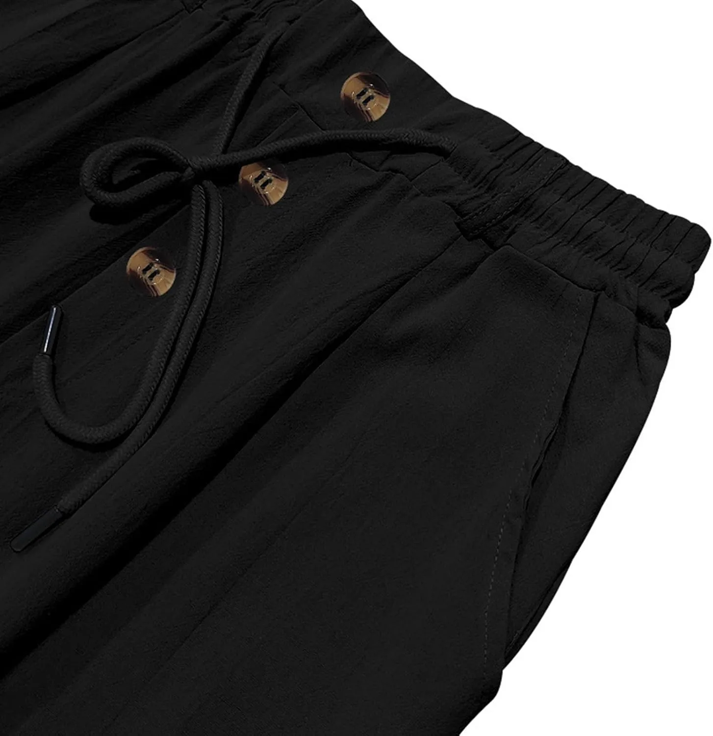 Mens Linen Pants Elastic Drawstring Waist Straight Legs Trouser with Pockets Casual Summer Loose Fit Yoga Beach Pant