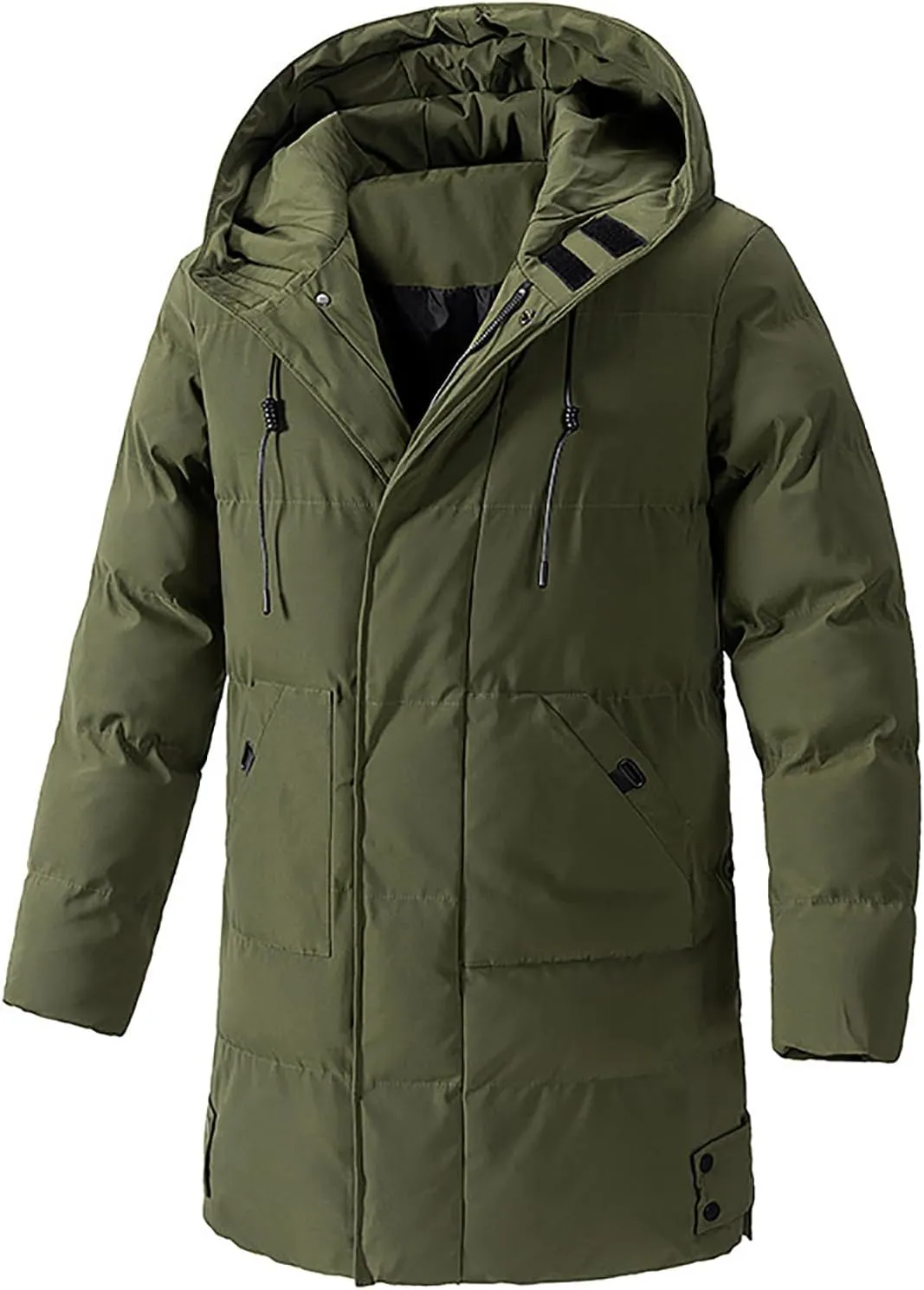 Men's Long Puffer Jacket Hooded Down Coats Winter Warm Windbreaker Overcoat