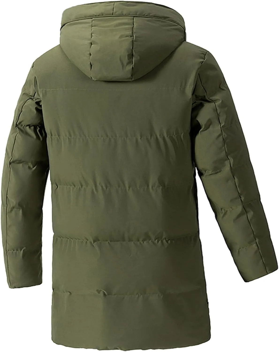 Men's Long Puffer Jacket Hooded Down Coats Winter Warm Windbreaker Overcoat