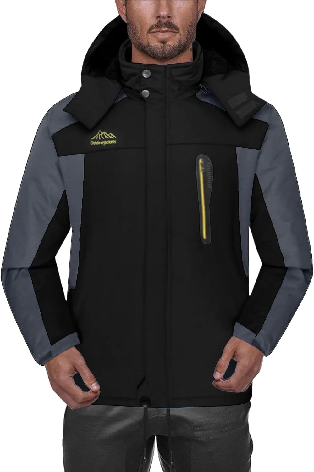 Mens Mountain Waterproof Ski Fleece Lined Jacket Casual Winter Outdoor Thermal Travel Hooded Windproof Rain Coat