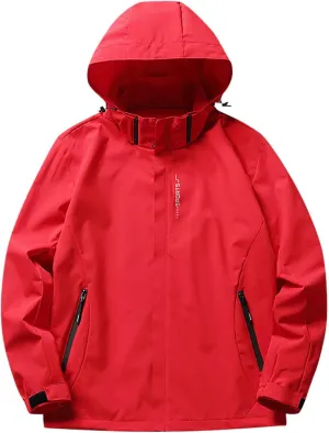 Mens Outdoor Waterproof Softshell Jacket Lightweight Windbreaker Hooded Rain Jackets for Mountaineering Hiking Cycling Travel
