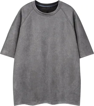 Mens Oversized Cotton T-Shirts Loose Fit Vintage Washed Raglan Tee Short Sleeve Crewneck Lightweight Casual Streetwear Shirts
