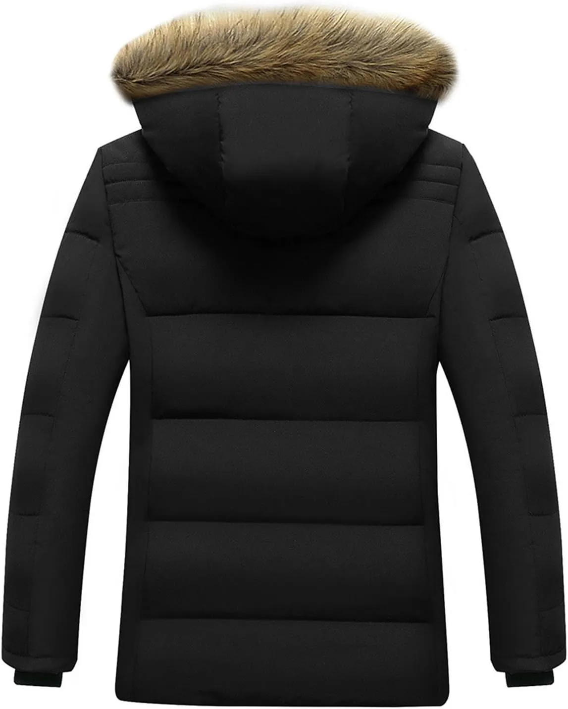 Men's Parka Jacket with Fur Hood, Sherpa Lined Winter Warm Down Coats Outdoor Windproof Waterproof Outerwear