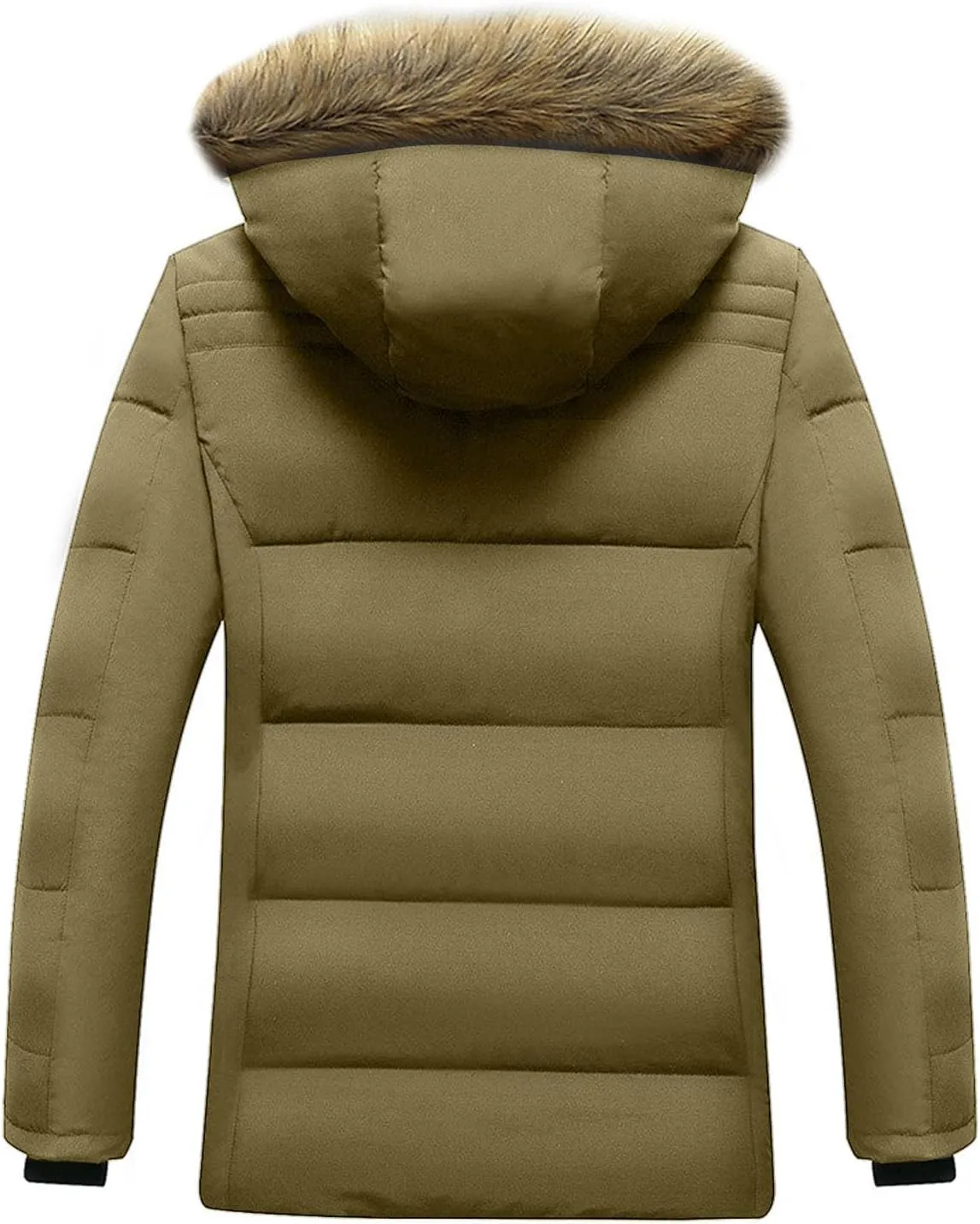 Men's Parka Jacket with Fur Hood, Sherpa Lined Winter Warm Down Coats Outdoor Windproof Waterproof Outerwear