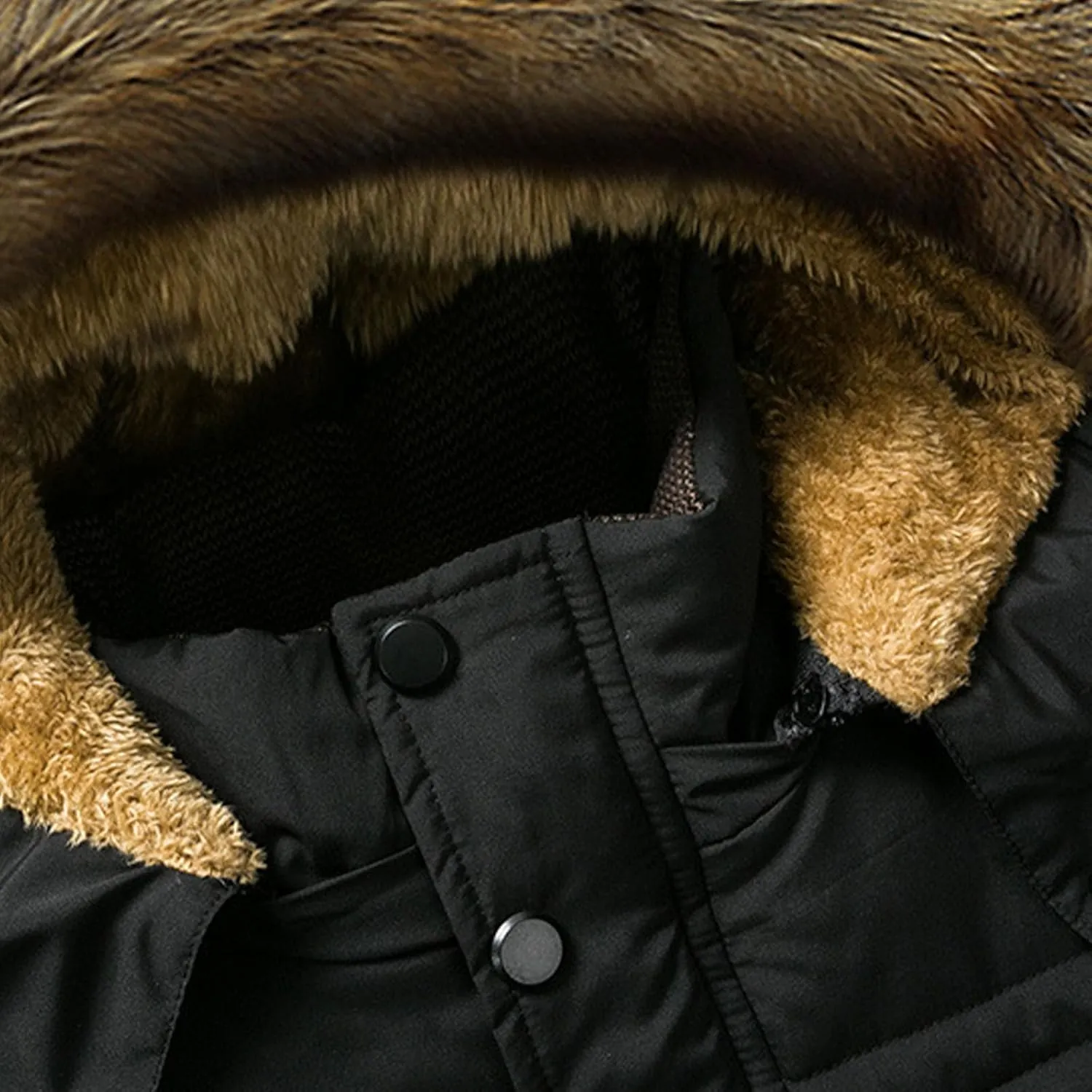 Men's Parka Jacket with Fur Hood, Sherpa Lined Winter Warm Down Coats Outdoor Windproof Waterproof Outerwear