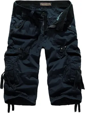 Men's Plus Size Cargo Shorts with Multi-Pockets Knee Length Tactical Short Pants Relaxed Summer Beach Shorts Pants