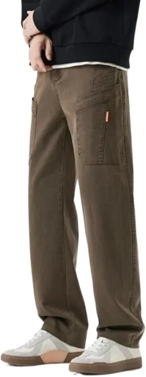 Men's Relaxed Fit Stretch Cargo Pant Multi Pocket Workwear Loose Straight Leg Casual Pants Man Long Trousers