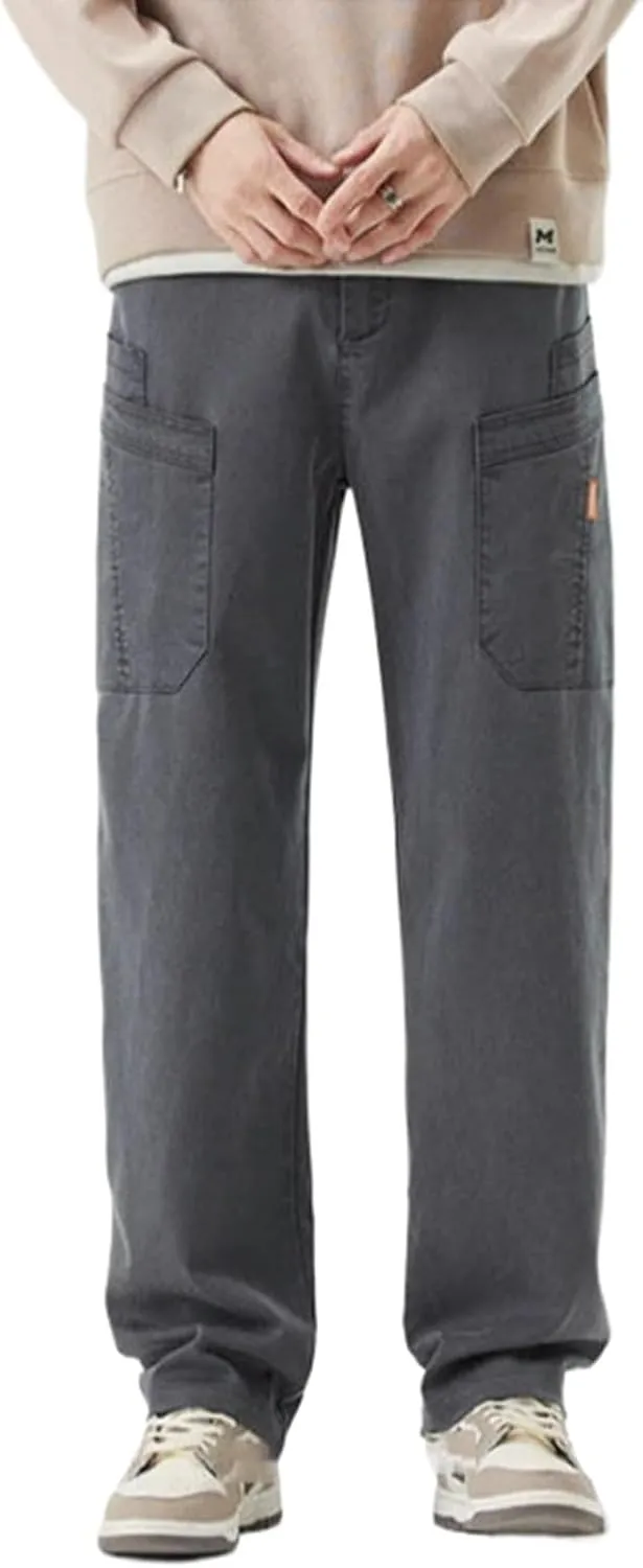 Men's Relaxed Fit Stretch Cargo Pant Multi Pocket Workwear Loose Straight Leg Casual Pants Man Long Trousers