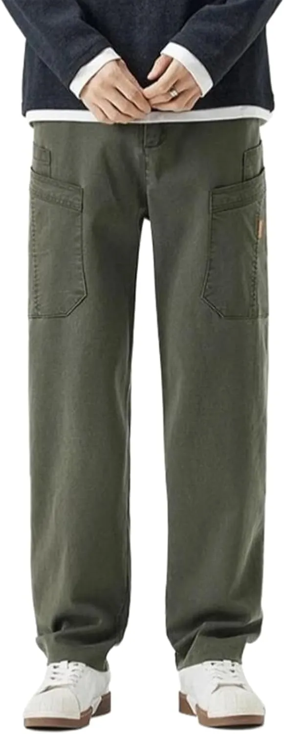 Men's Relaxed Fit Stretch Cargo Pant Multi Pocket Workwear Loose Straight Leg Casual Pants Man Long Trousers