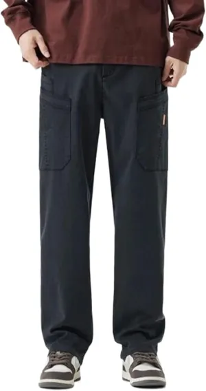 Men's Relaxed Fit Stretch Cargo Pant Multi Pocket Workwear Loose Straight Leg Casual Pants Man Long Trousers