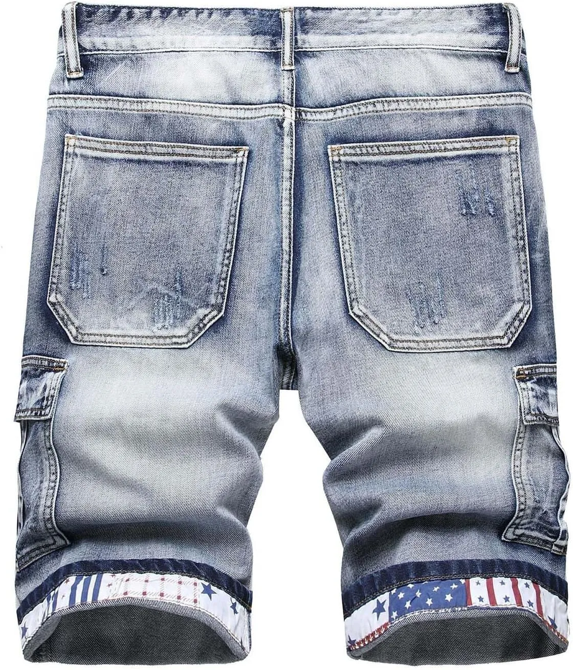 Mens Ripped Denim Shorts,Men's Cargo Denim Shorts Stretch Half Pants Short Jeans Workwear Jean Cropped Trousers