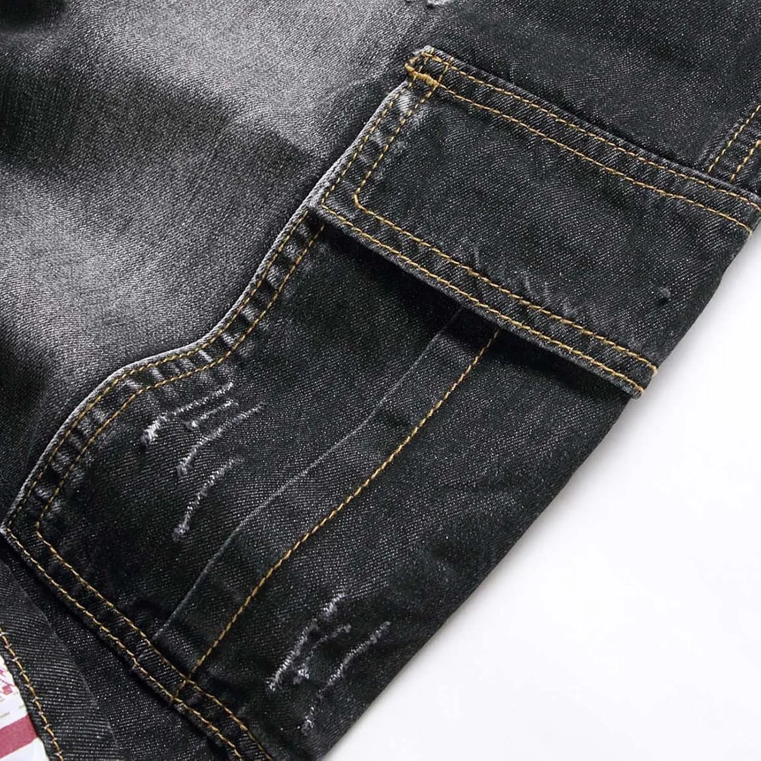 Mens Ripped Denim Shorts,Men's Cargo Denim Shorts Stretch Half Pants Short Jeans Workwear Jean Cropped Trousers