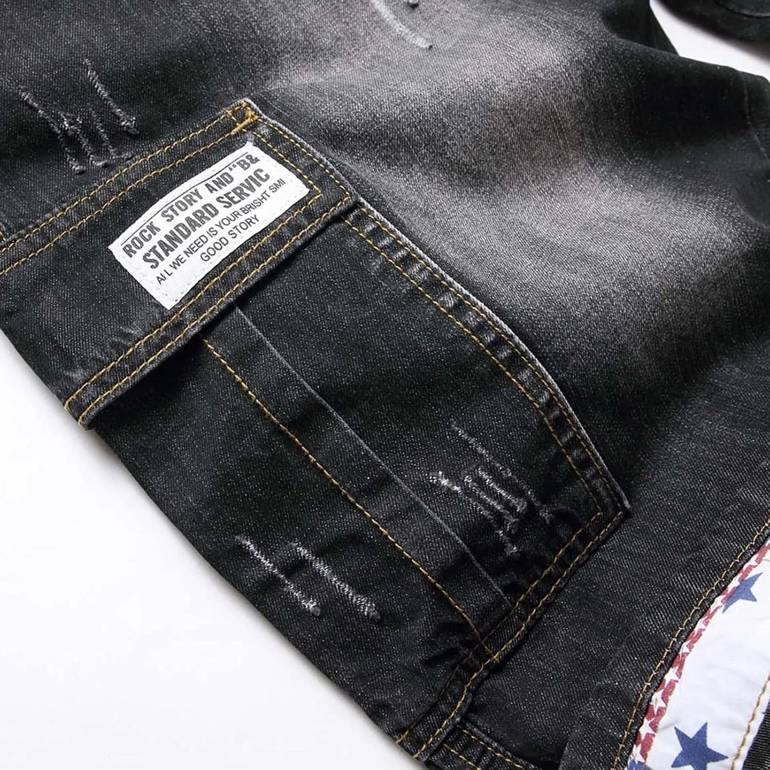 Mens Ripped Denim Shorts,Men's Cargo Denim Shorts Stretch Half Pants Short Jeans Workwear Jean Cropped Trousers
