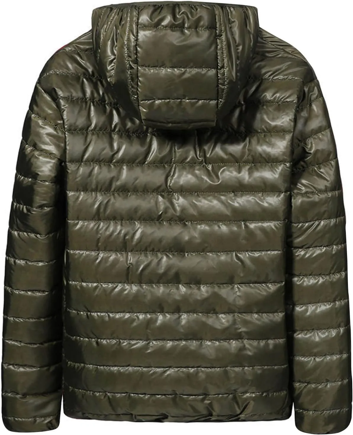 Men's Shiny Puffer Jacket Winter Warm Down Coats Packable Hooded Waterproof Outerwear with Pockets