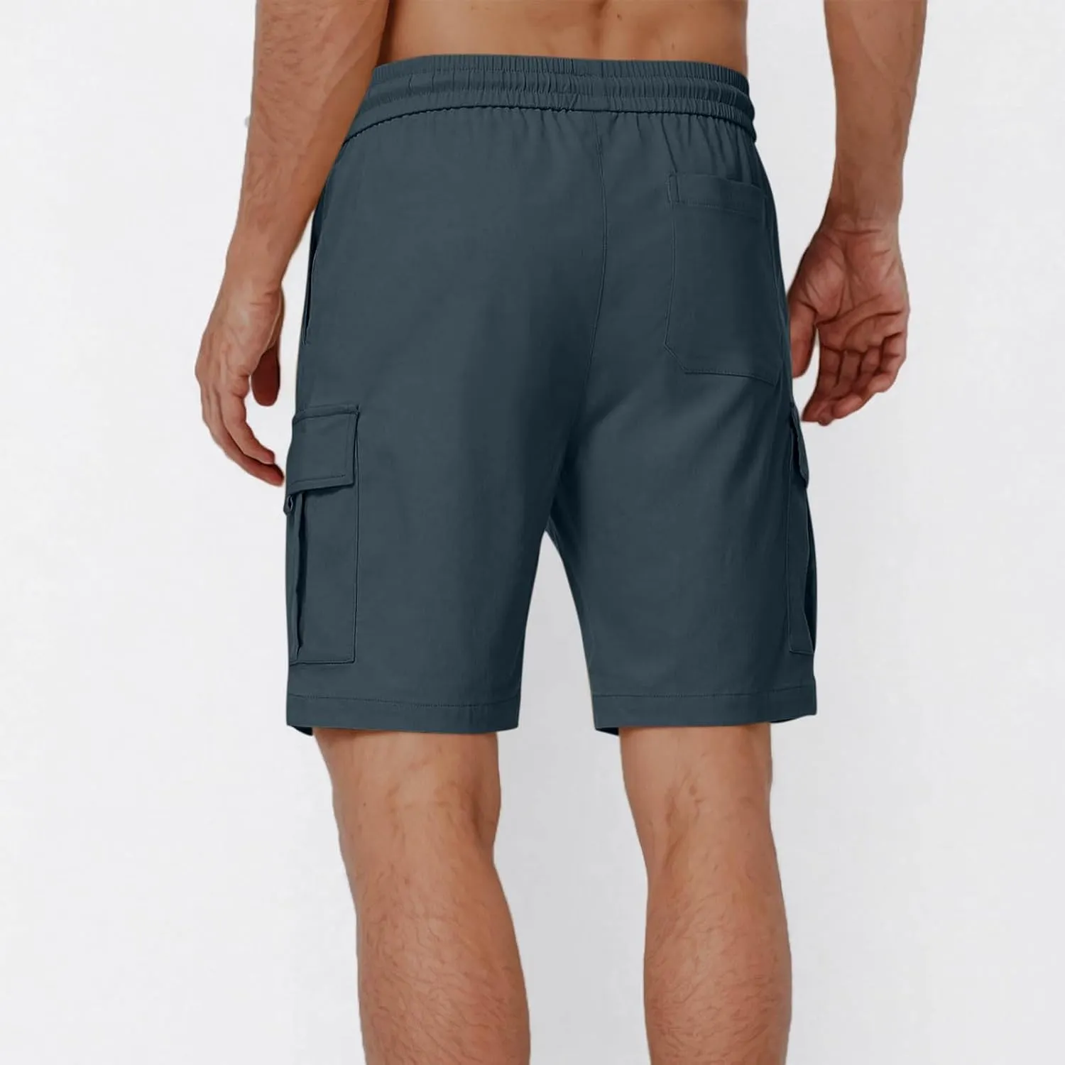Mens Shorts Cargo Elastic Waist Casual Outdoor Fishing Hiking Summer Beach Shorts with Multi Pockets
