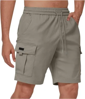 Mens Shorts Cargo Elastic Waist Casual Outdoor Fishing Hiking Summer Beach Shorts with Multi Pockets