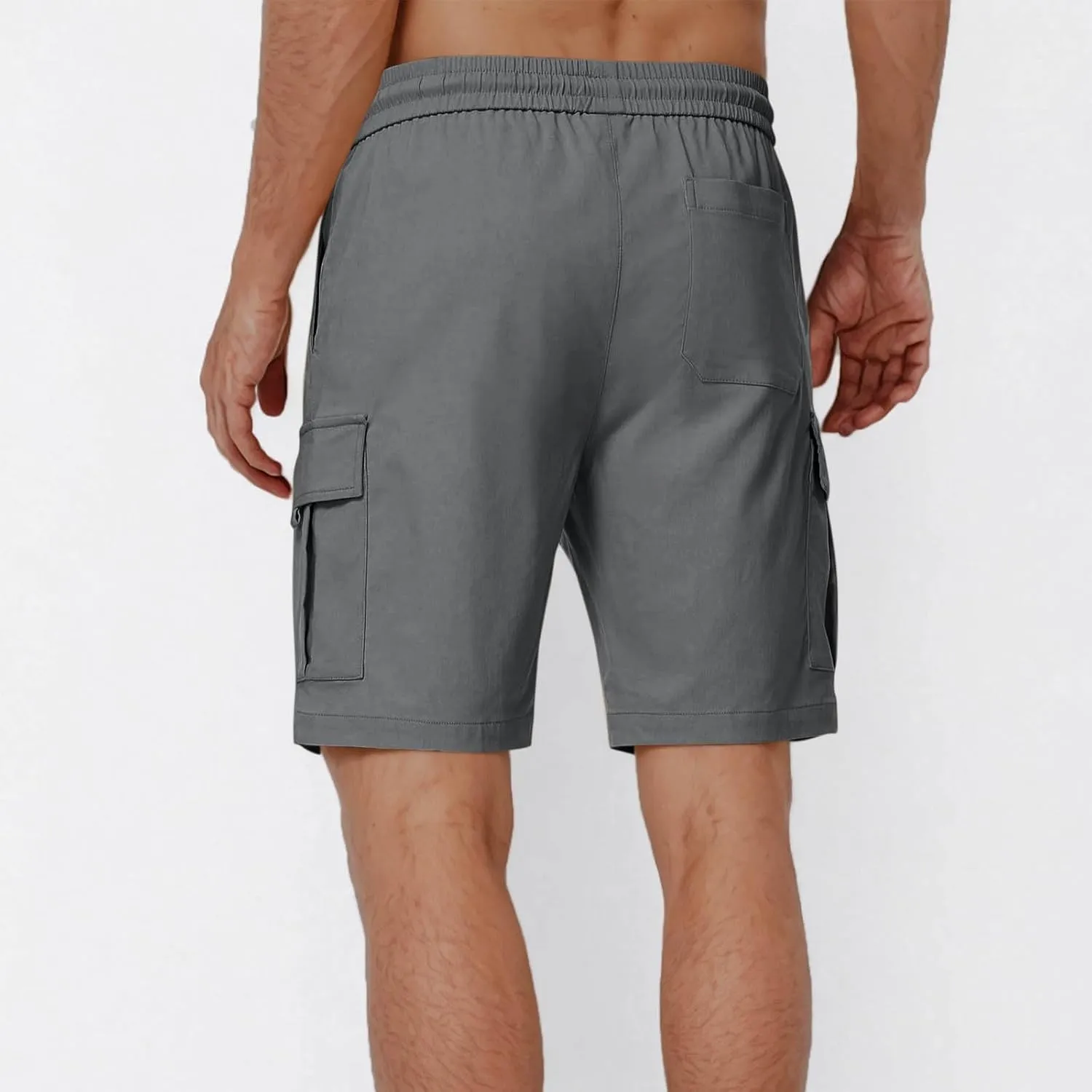 Mens Shorts Cargo Elastic Waist Casual Outdoor Fishing Hiking Summer Beach Shorts with Multi Pockets