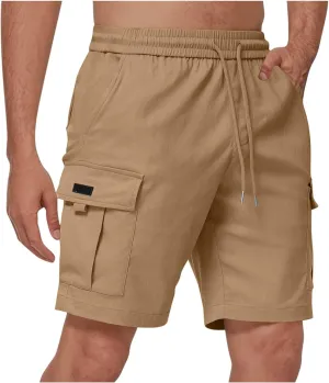 Mens Shorts Cargo Elastic Waist Casual Outdoor Fishing Hiking Summer Beach Shorts with Multi Pockets