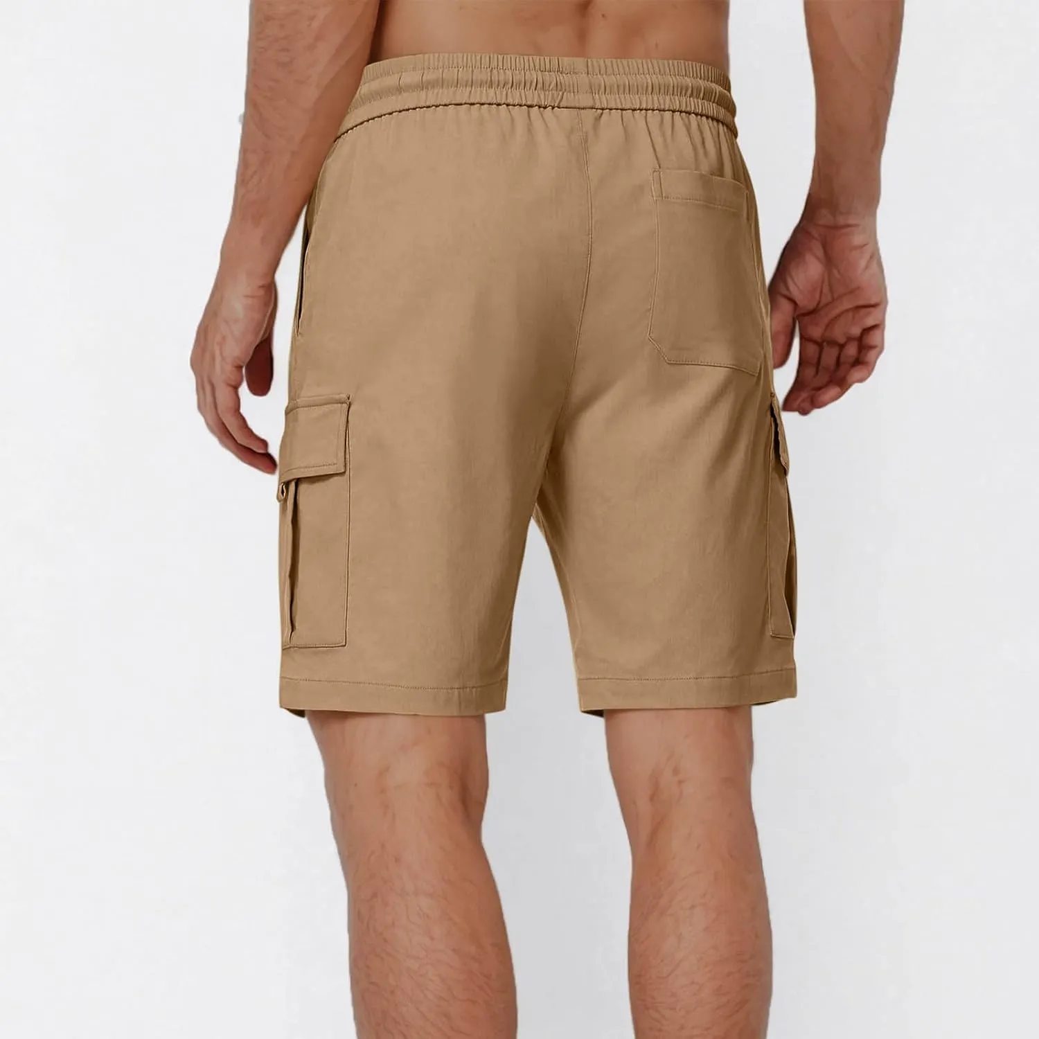 Mens Shorts Cargo Elastic Waist Casual Outdoor Fishing Hiking Summer Beach Shorts with Multi Pockets