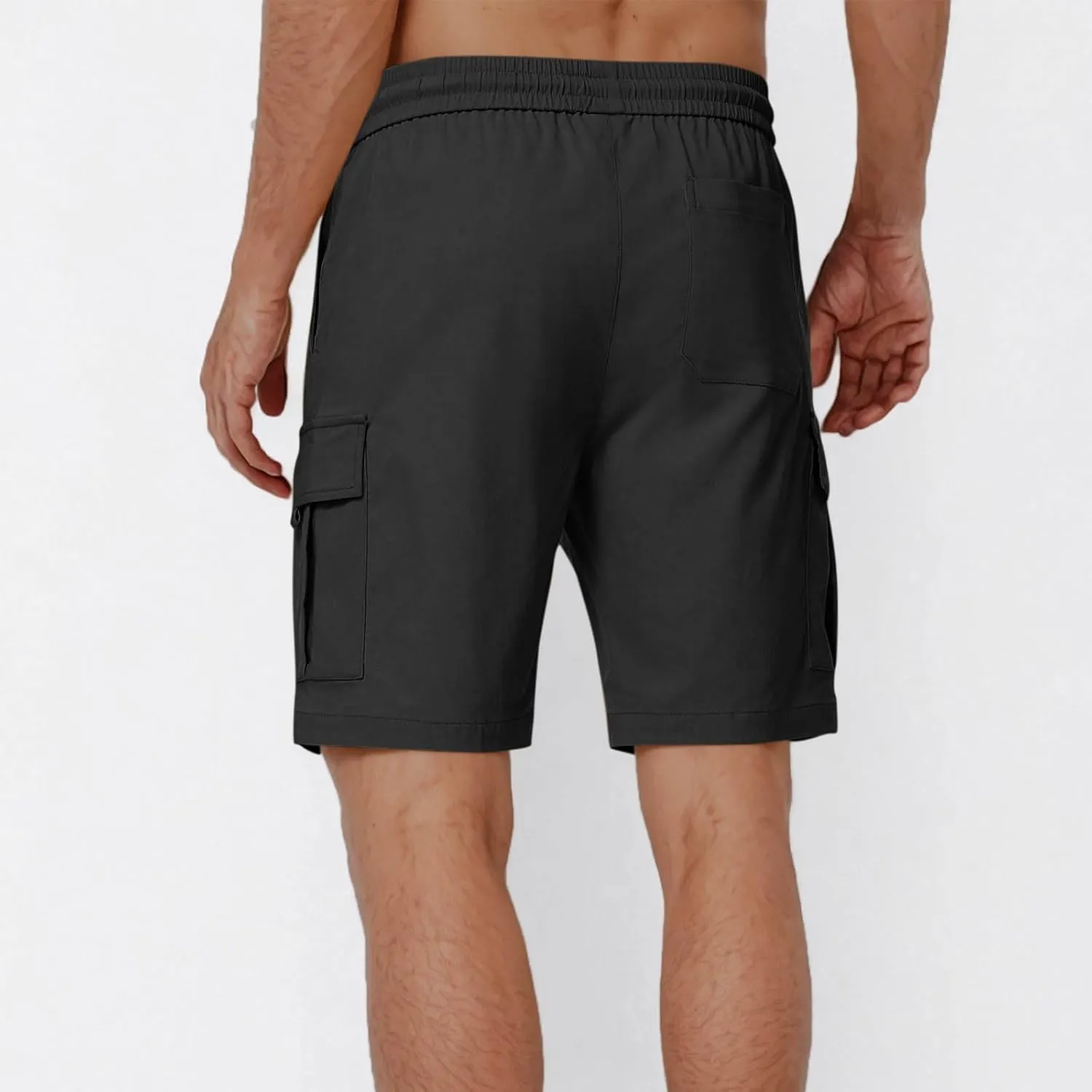 Mens Shorts Cargo Elastic Waist Casual Outdoor Fishing Hiking Summer Beach Shorts with Multi Pockets