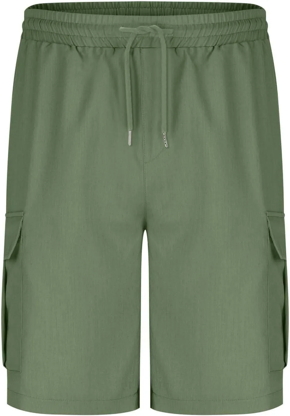 Mens Shorts Cargo Elastic Waist Casual Outdoor Fishing Hiking Summer Beach Shorts with Multi Pockets