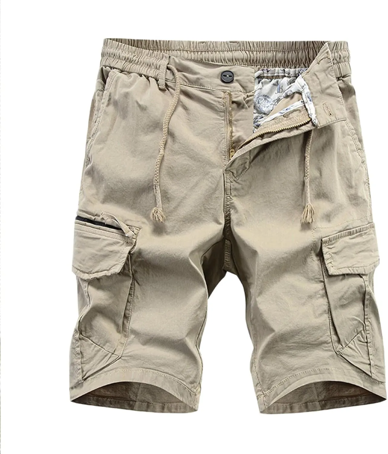 Mens Shorts Casual Big and Tall Outdoor Cargo Shorts Expandable Waist Water Resistant Quick Dry Fishing Hiking Shorts