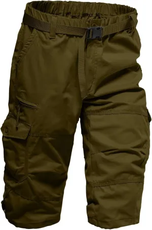 Mens Shorts Casual Big Tall Casual Knee Length Cargo Classic Stretch Work Short with Pockets Loose Solid Hiking Pants