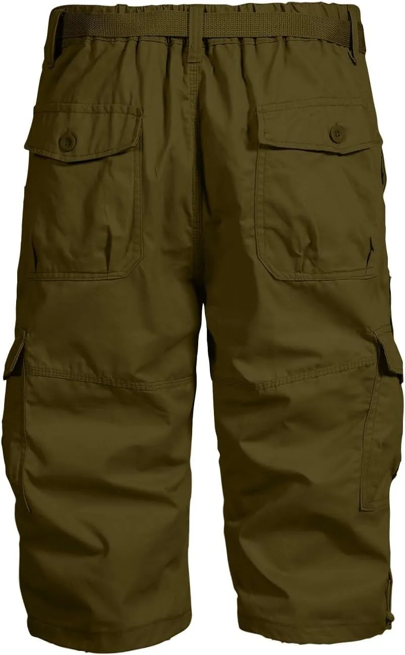 Mens Shorts Casual Big Tall Casual Knee Length Cargo Classic Stretch Work Short with Pockets Loose Solid Hiking Pants