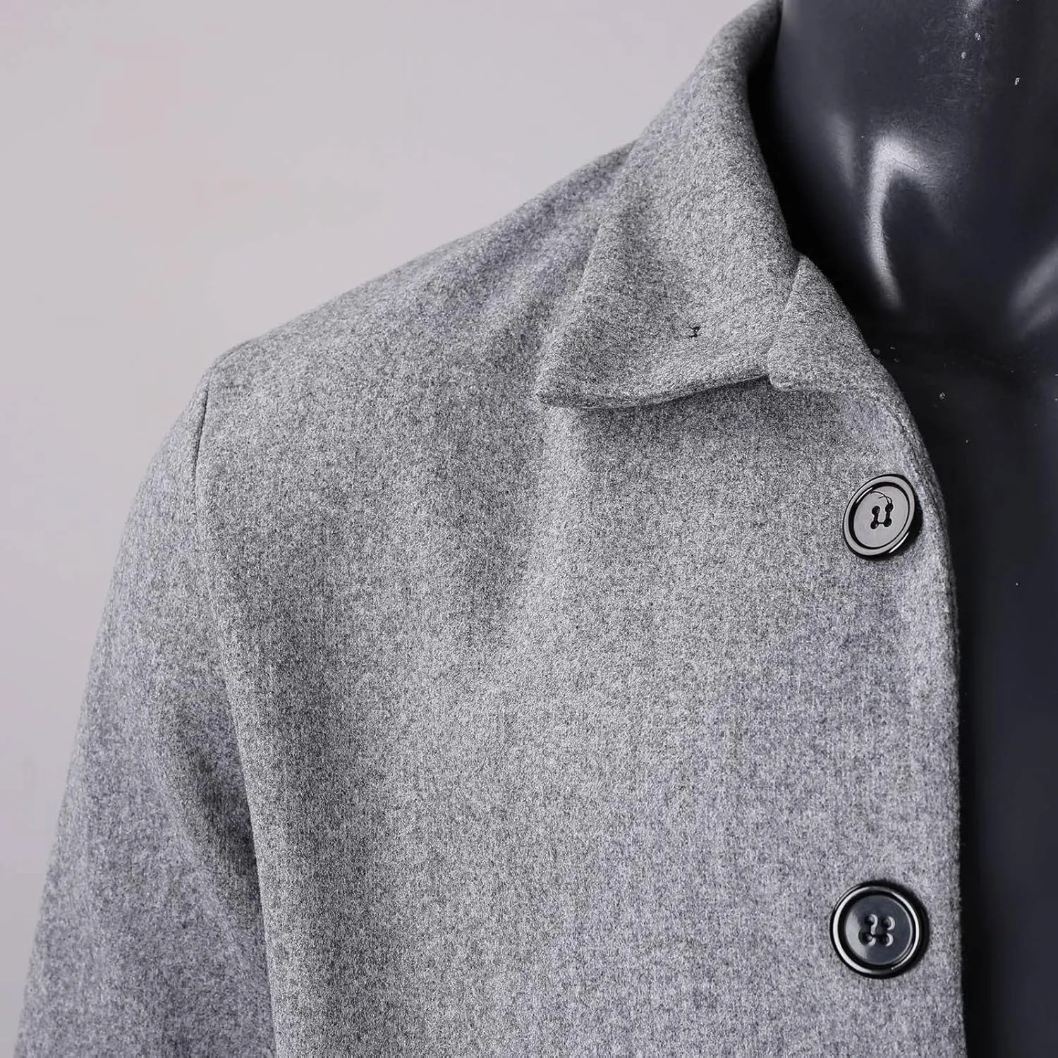 Mens Single Breasted Duffle Trench Coat Mid Length Winter Warm Winbreaker Pea Coat Notch Lapel Long Casual Overcoat