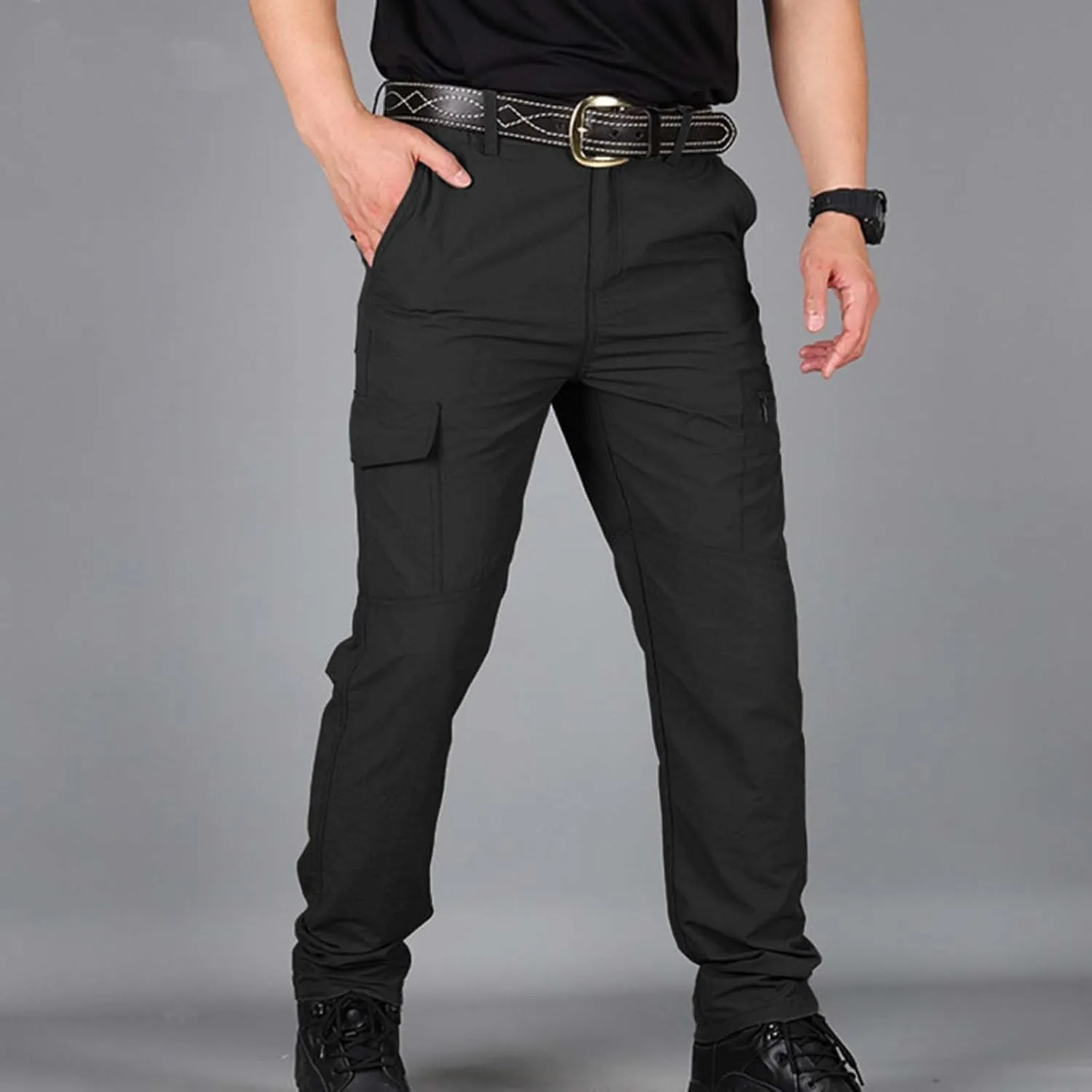 Mens Stretch Work Pants Quick-Dry Flexcamo Resistant Hiking Pants Lightweight Hunting Multi-Pocket Cargo Pants