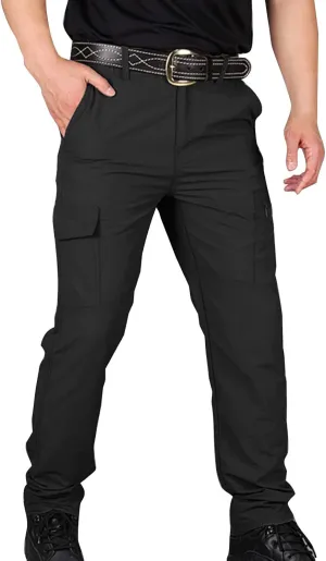 Mens Stretch Work Pants Quick-Dry Flexcamo Resistant Hiking Pants Lightweight Hunting Multi-Pocket Cargo Pants