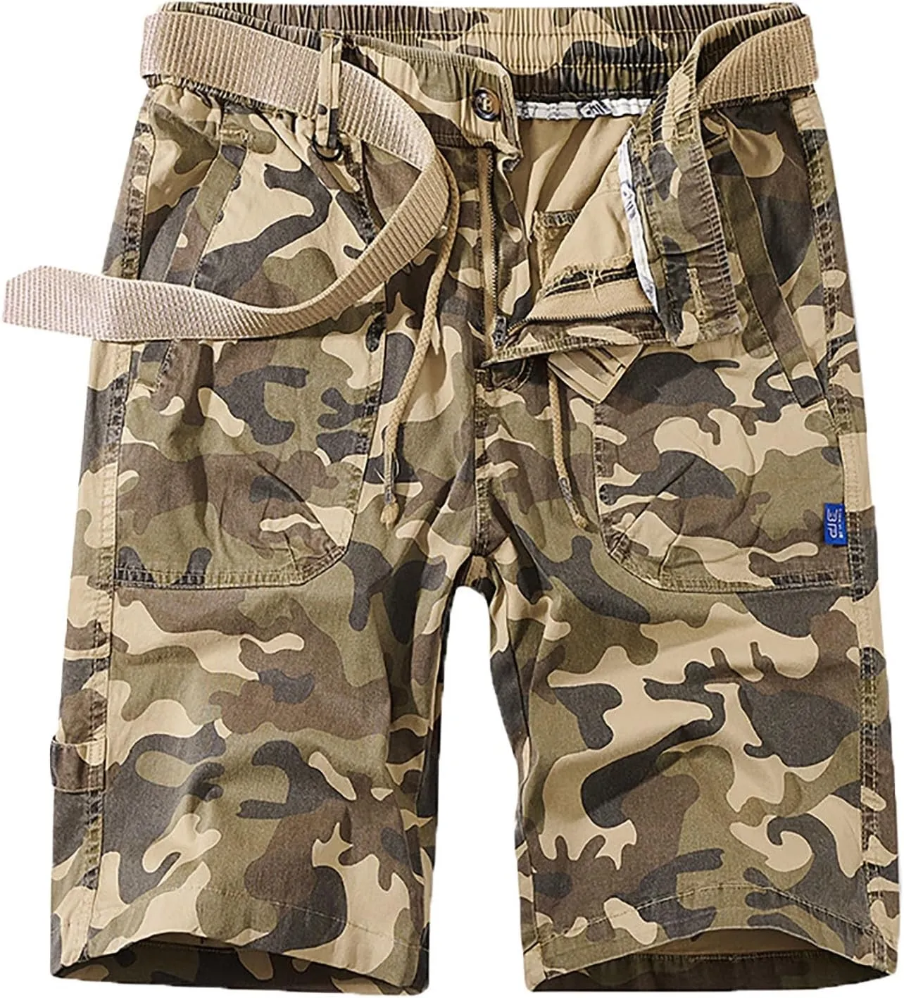 Mens Tactical Camo Cargo Shorts Pockets Military Utility Lightweight Work Shorts Quick Dry Outdoor Hiking Shorts