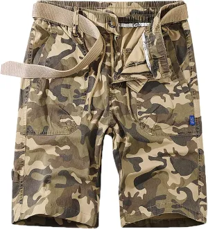 Mens Tactical Camo Cargo Shorts Pockets Military Utility Lightweight Work Shorts Quick Dry Outdoor Hiking Shorts