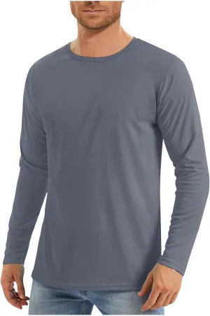Mens UPF 50  UV Sun Protection Shirts Outdoor Long Sleeve SPF Rash Guard T-Shirt Cool Quick Dry Athletic Workout Tops