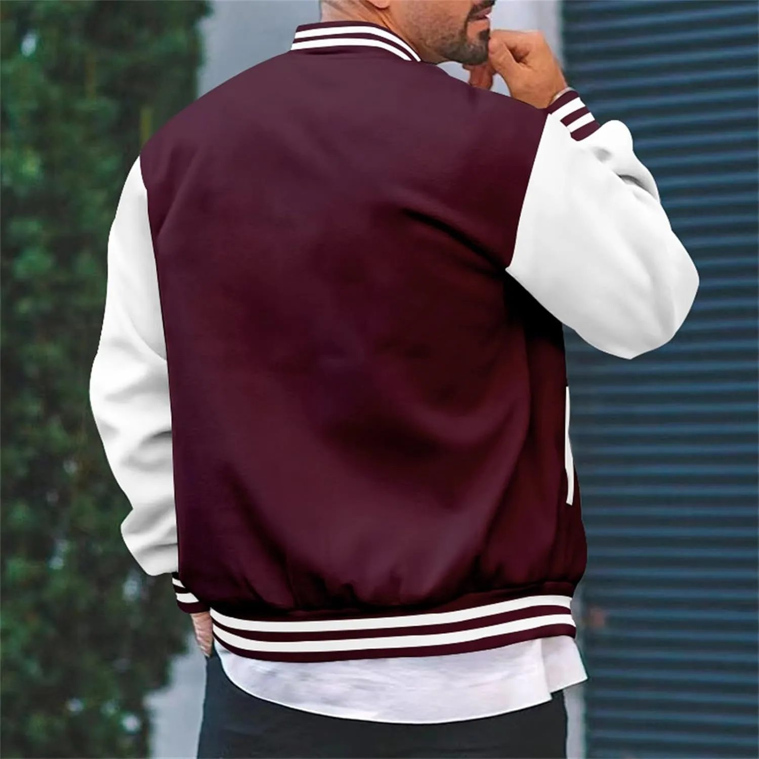 Mens Varsity Jackets Faux Leather Sleeve Letterman Baseball Jacket Bomber Coat Harajuku Vintage Tops