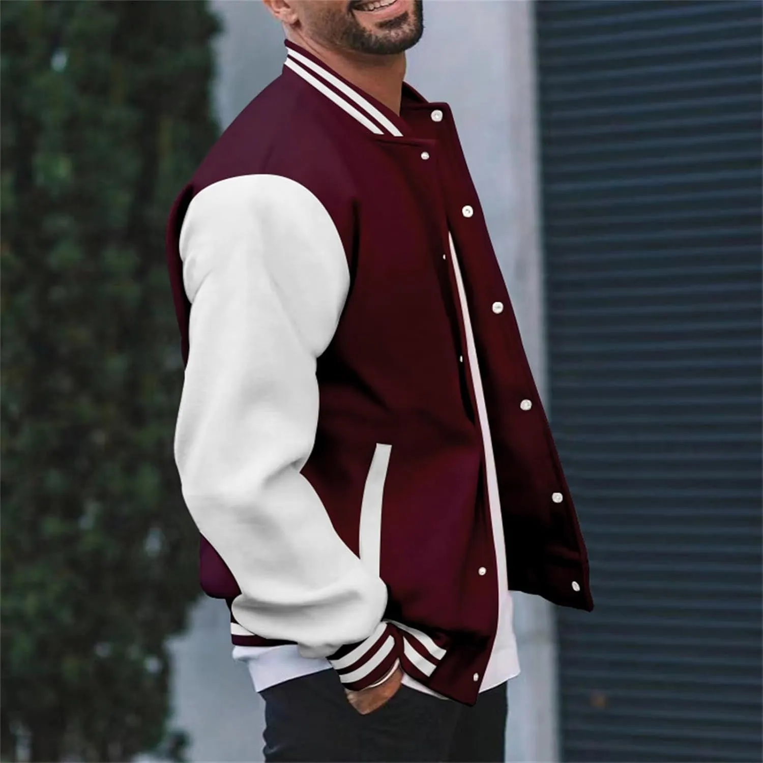 Mens Varsity Jackets Faux Leather Sleeve Letterman Baseball Jacket Bomber Coat Harajuku Vintage Tops