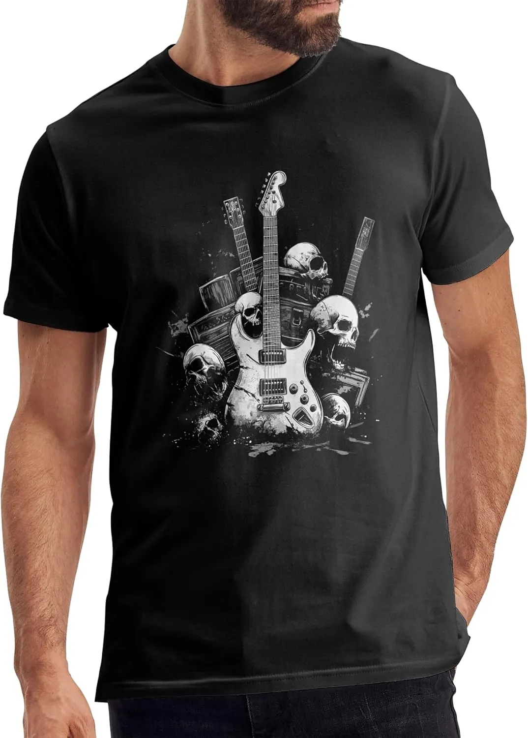 Mens Vintage Y2K Rock Band Shirt for Men Skull Punk Metal Graphic Tee