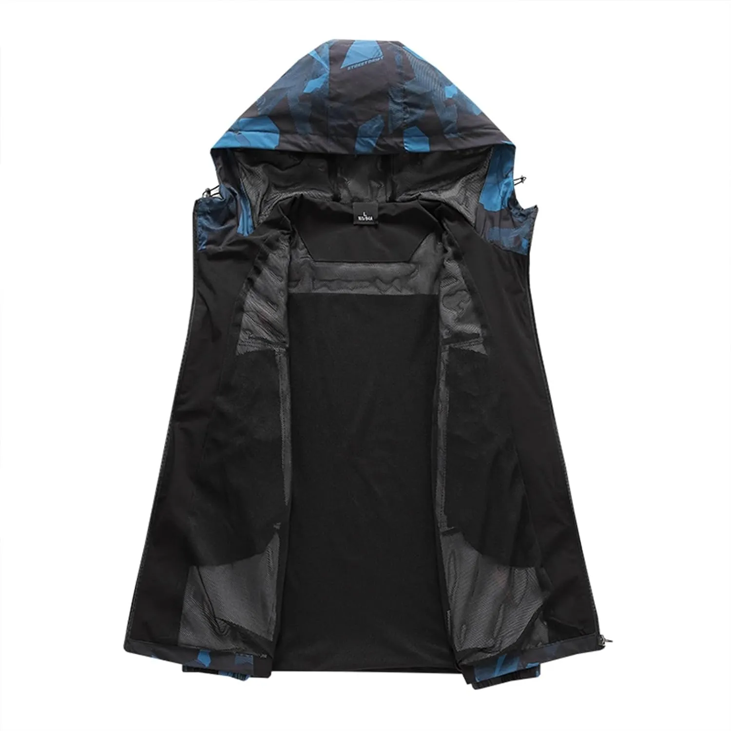 Men's Windbreaker Jacket Lightweight Zip Up Long Sleeve Solid Color Fall Winter Hiking Cycling Jacket with Hood