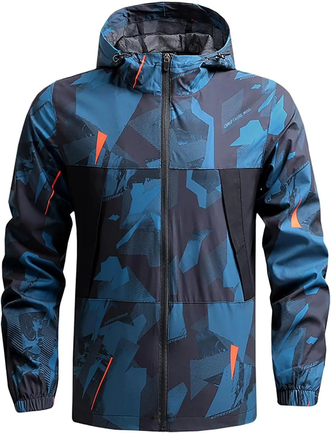 Men's Windbreaker Jacket Lightweight Zip Up Long Sleeve Solid Color Fall Winter Hiking Cycling Jacket with Hood