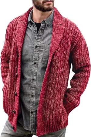 Men's Winter Coat Cardigan Sweaters Knitted Regular Fit Jacket Fleece Lined Warm Coat With Pockets, XXL-5XL