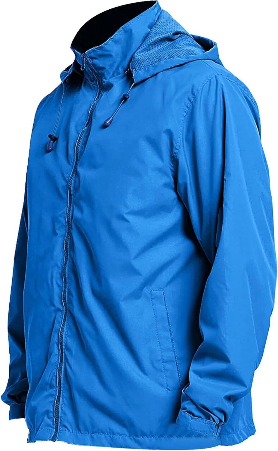 Mens Zip Up Jackets Hooded Waterproof Windbreakers Loose Coats Fashion Lapel Plain Clothes with Pocket 2024 New