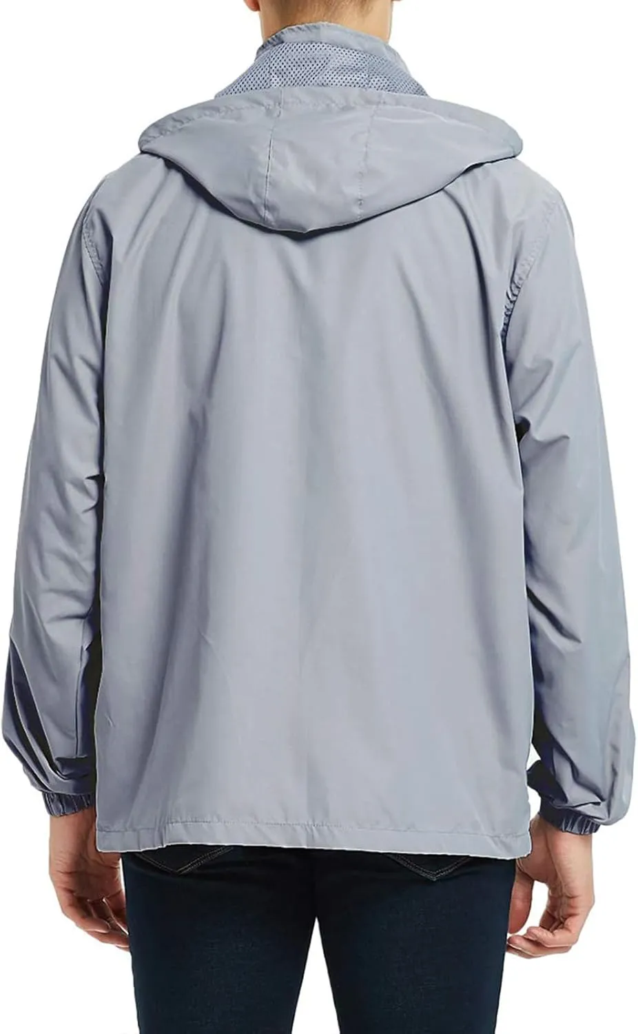 Mens Zip Up Jackets Hooded Waterproof Windbreakers Loose Coats Fashion Lapel Plain Clothes with Pocket 2024 New