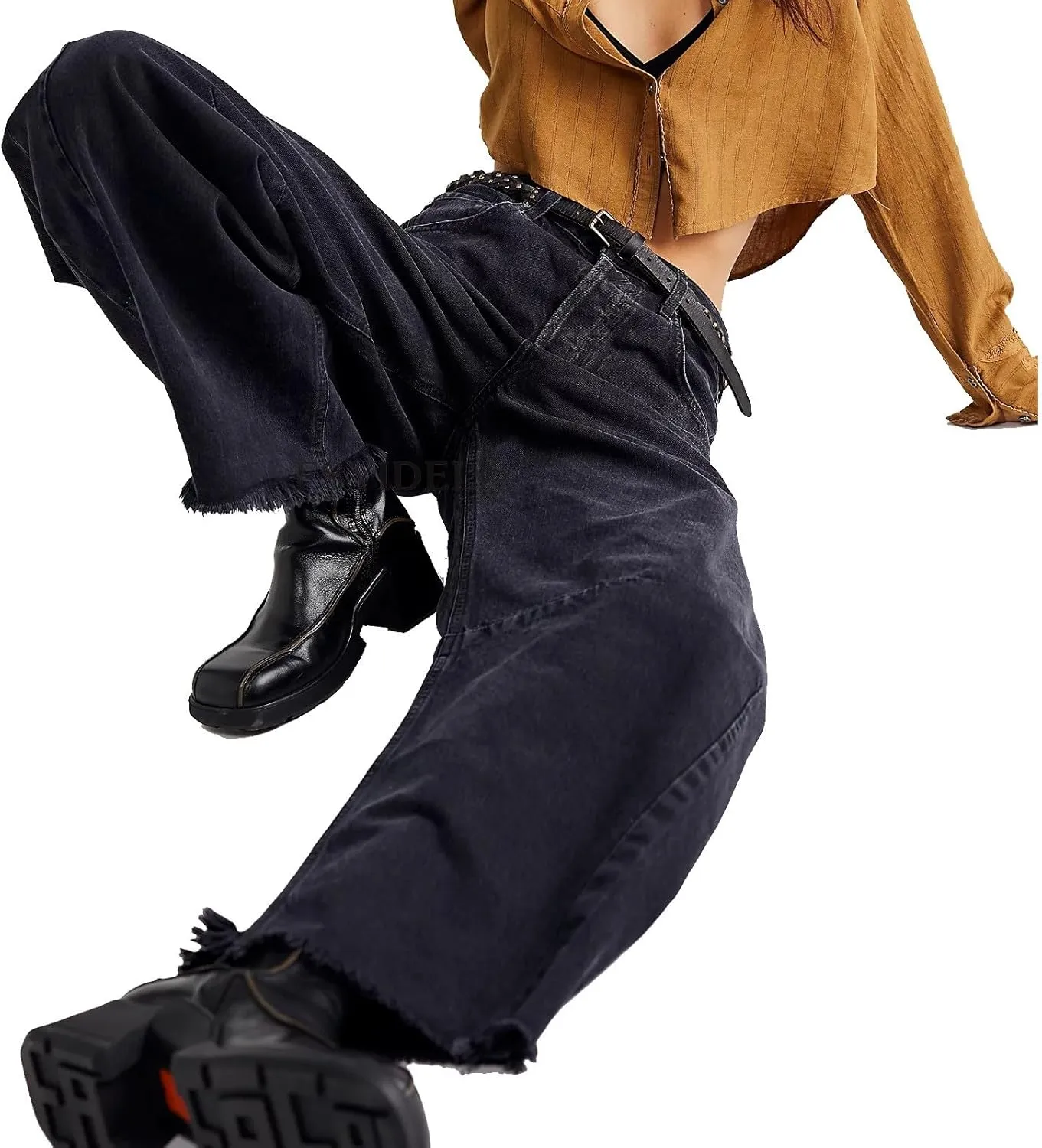 Mid Rise Barrel Jeans for Women Wide Leg Mid Waist Denim Pants Y2k Baggy Boyfriend Relax Fit Trouser Ankle Pants