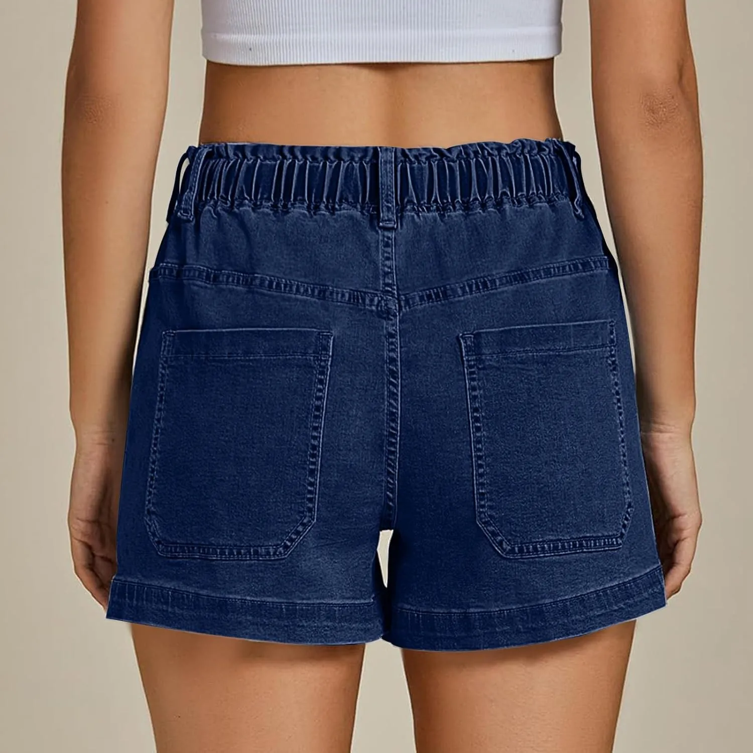 midelxp Summer Jean Shorts Womens High Waisted Denim Shorts with Pockets Casual Drawstring Baggy Jorts Beach Vacation Clothes