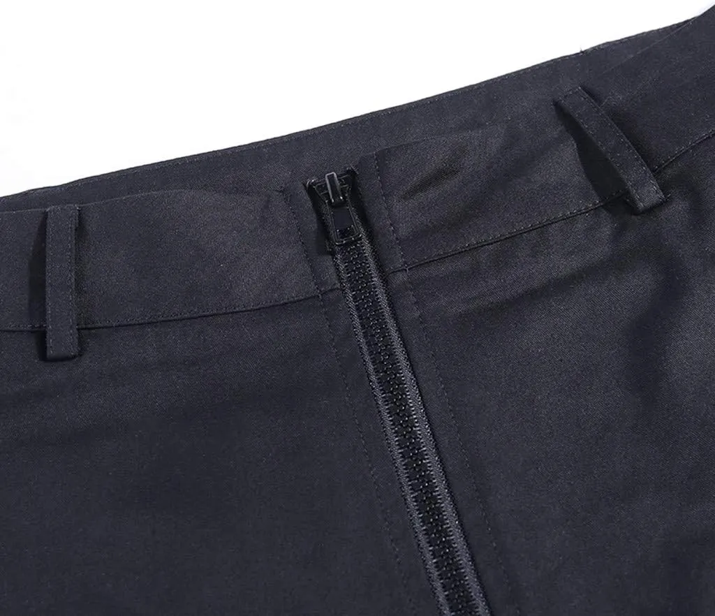 NREALY Women Cargo Pants Black Zipper Multi-Pocket Casual Fashion Cargo Pants