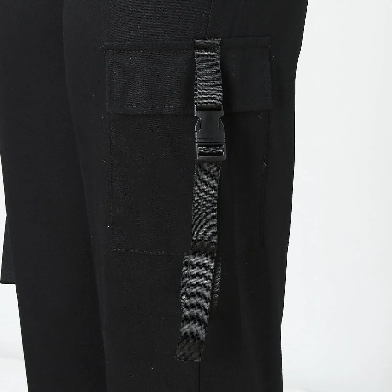 NREALY Women Cargo Pants Black Zipper Multi-Pocket Casual Fashion Cargo Pants