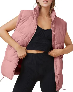 Oversized Long Puffer Vest Women Winter Sleeveless Lightweight Puffy Vests Puffer Jacket Coats Outerwear Down Vest