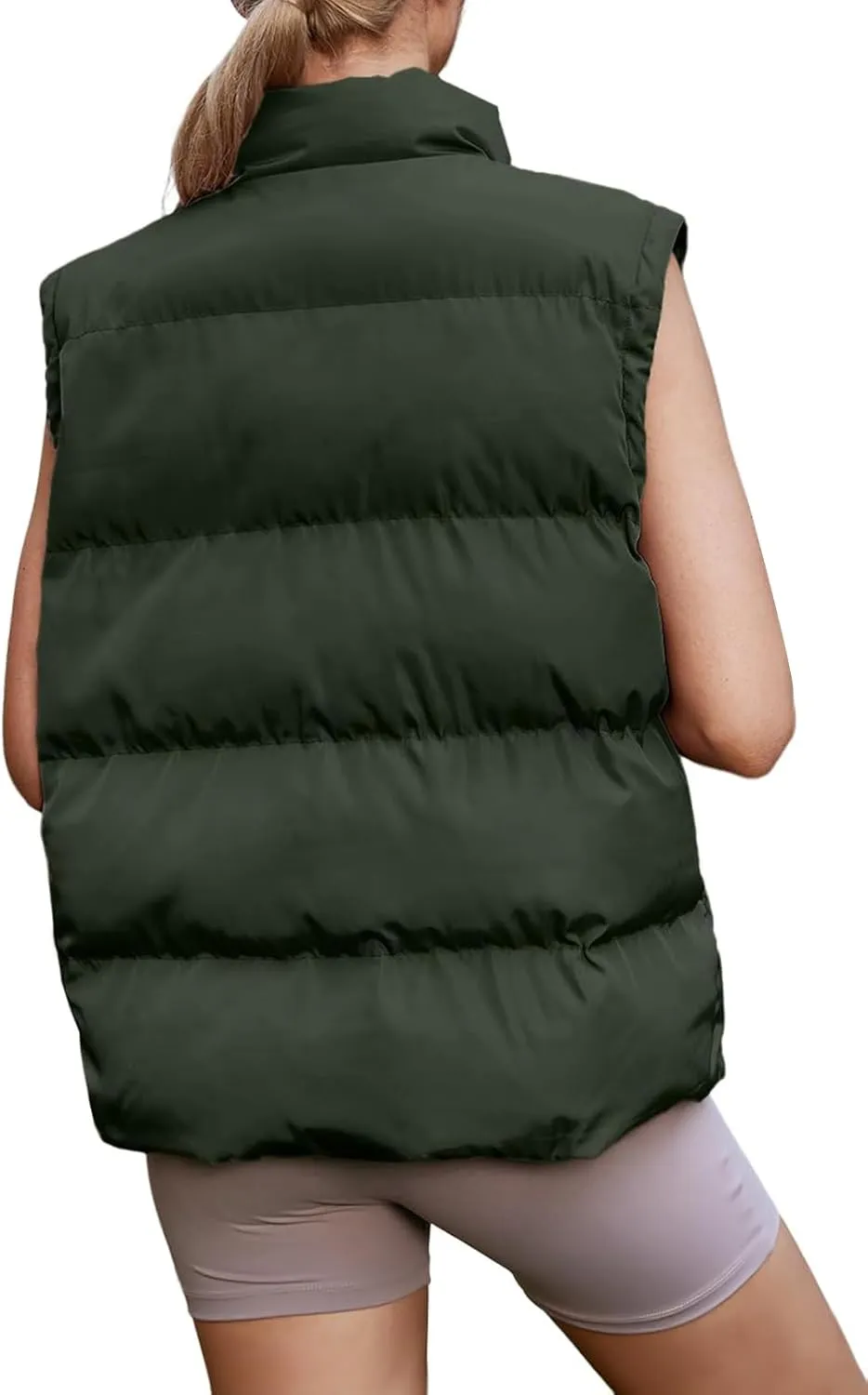 Oversized Long Puffer Vest Women Winter Sleeveless Lightweight Puffy Vests Puffer Jacket Coats Outerwear Down Vest