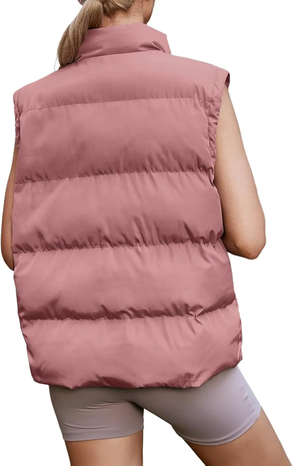 Oversized Long Puffer Vest Women Winter Sleeveless Lightweight Puffy Vests Puffer Jacket Coats Outerwear Down Vest